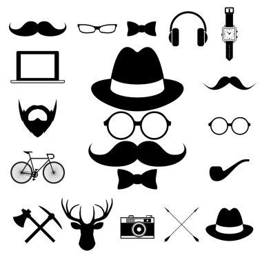 Yenilikçi retro vintage öğeler Icon set.
