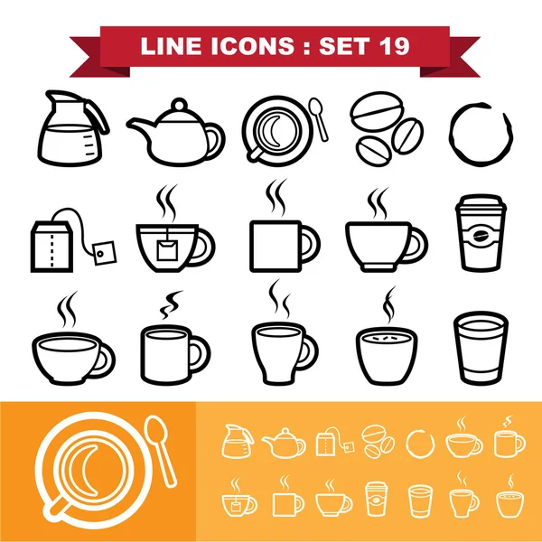 19 satır Icons set — Stok Vektör