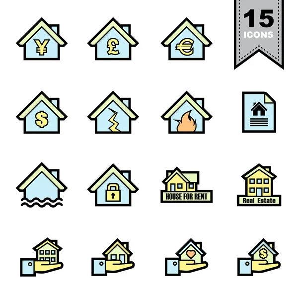 Conjunto de iconos de línea inmobiliaria — Vector de stock