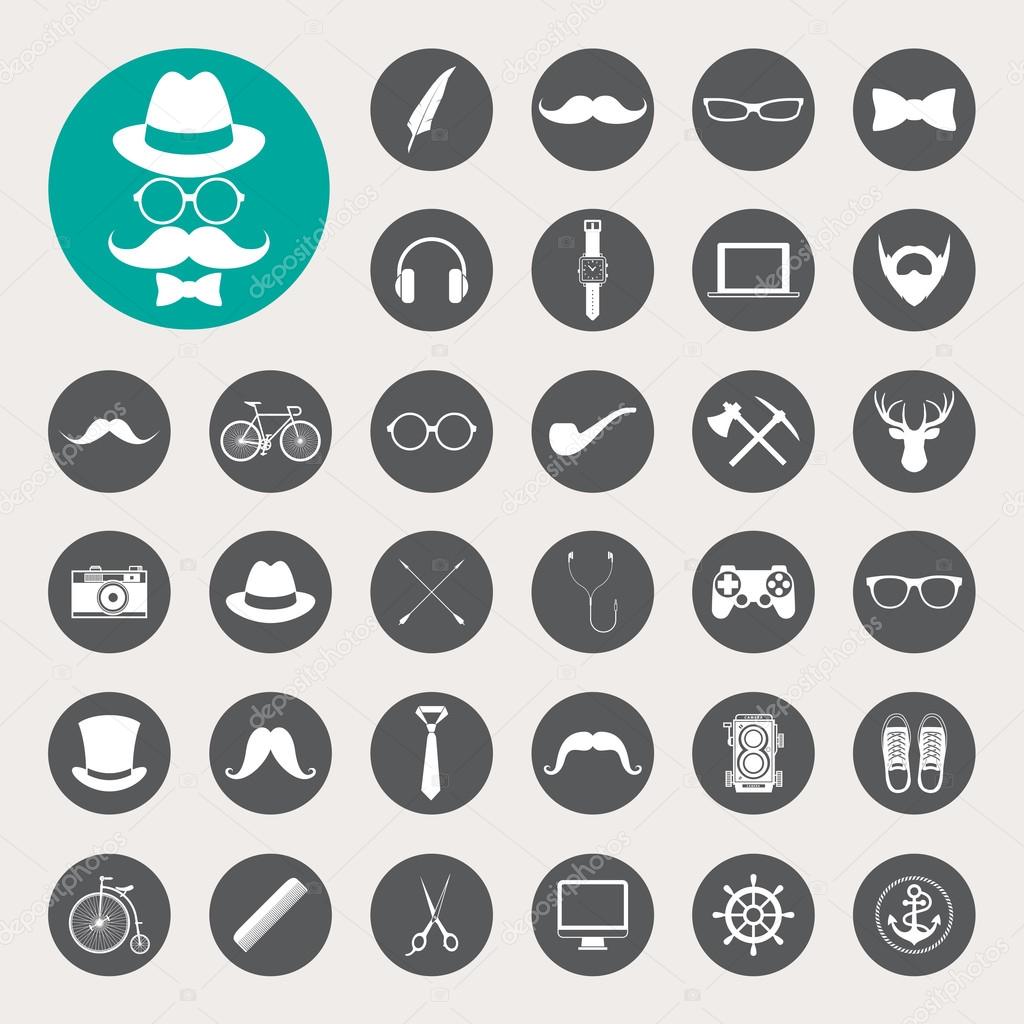 Hipster retro vintage elements icon set.