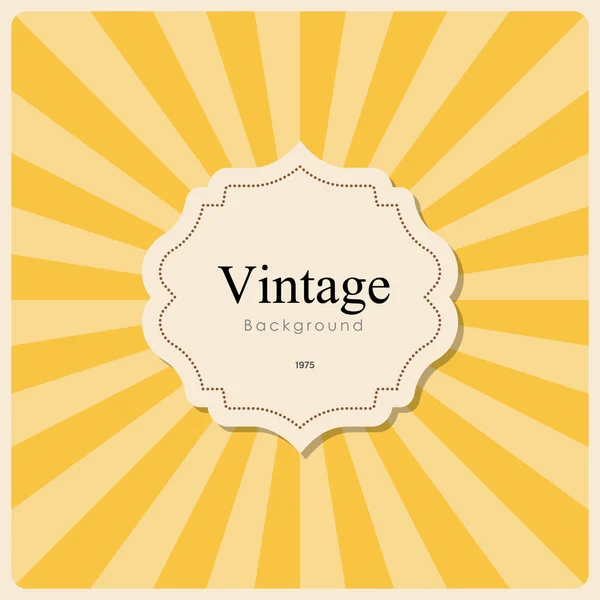 Vintage frame on yellow rays — Stock Vector