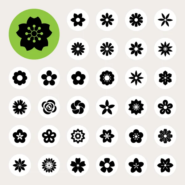 Set van bloemenpictogrammen. — Stockvector