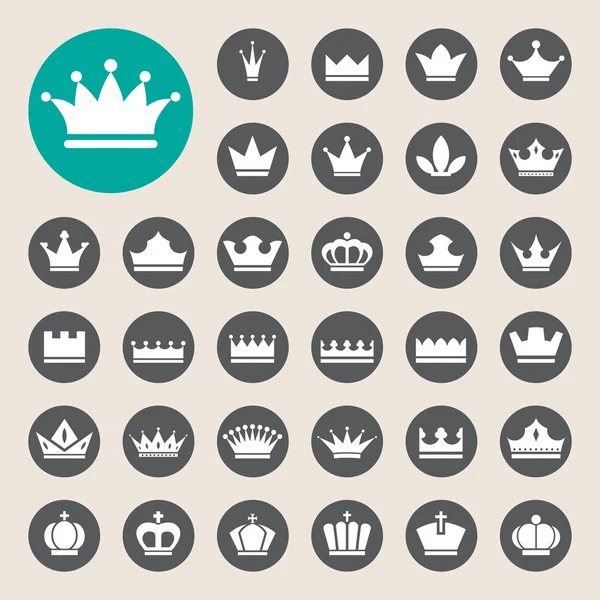 Grundläggande Crown ikoner set — Stock vektor