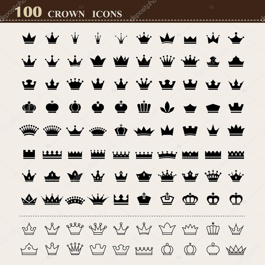 Basic royal Crowns, icons set .