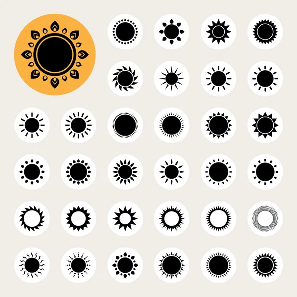 Sol iconos conjunto . — Vector de stock