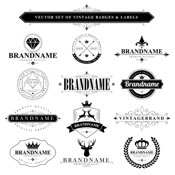 Set de insignias vintage negras — Vector de stock