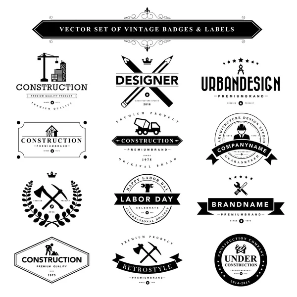 Set de insignias vintage negras — Vector de stock