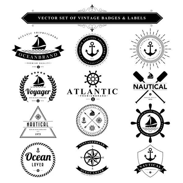 Set de insignias vintage negras — Vector de stock