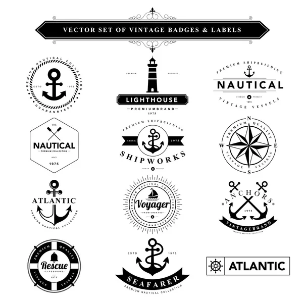 Set de insignias vintage negras — Vector de stock