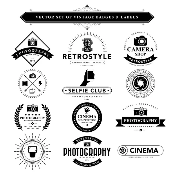 Set de insignias vintage negras — Vector de stock