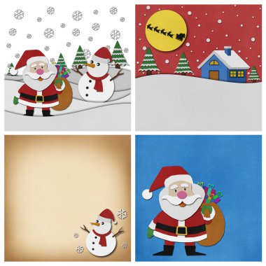 Noel papercraft arka plan.