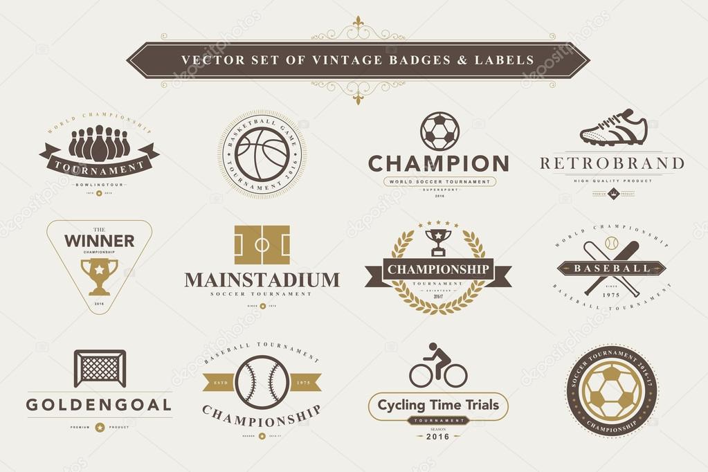 Set of vintage sport badges and labels vector illustration