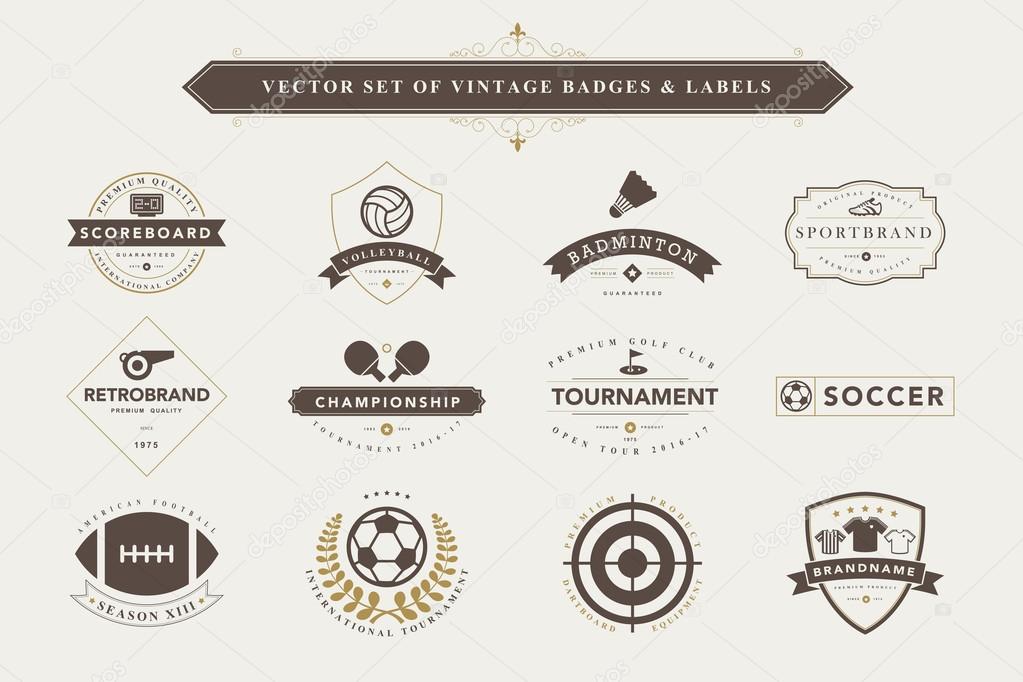 Set of vintage  sport badges and labels vector illustration