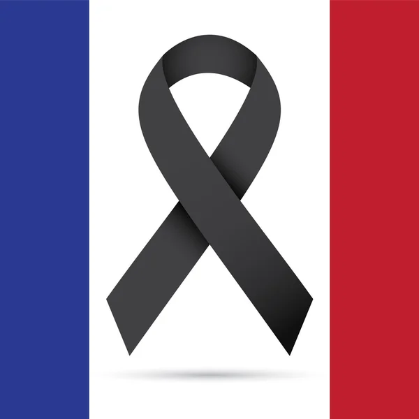 Beten für paris, ilustration der schwarzen Schleife — Stockvektor