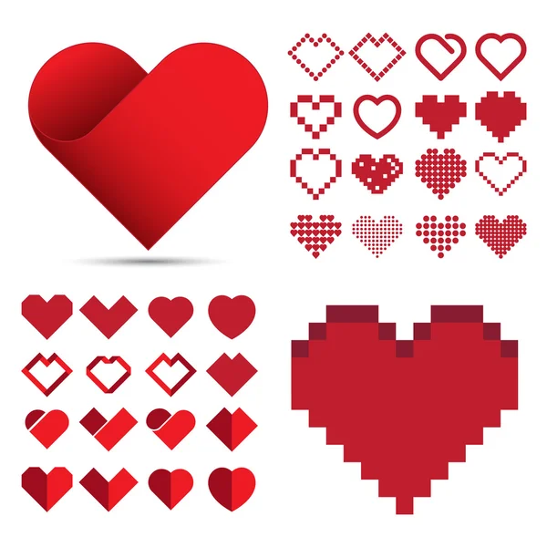 Red heart icon set . — Stock Vector