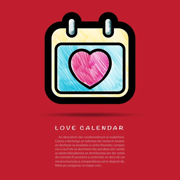 Ícone de calendário de amor — Vetor de Stock