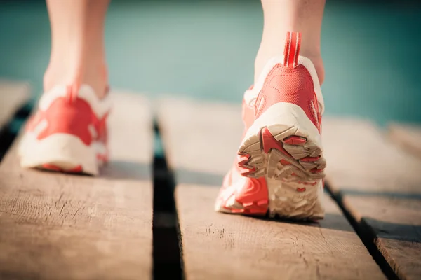 Láb a jogging nő — Stock Fotó