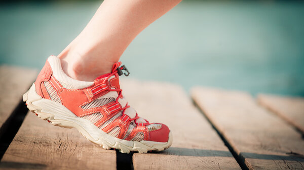 Feet of jogging woman