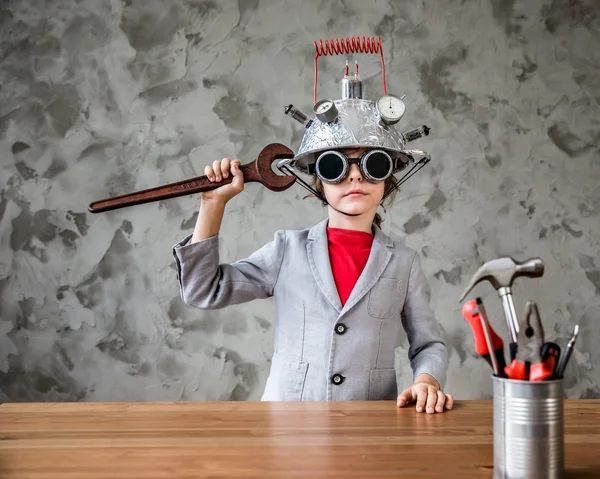 Child with toy virtual reality headset — Stock Photo, Image