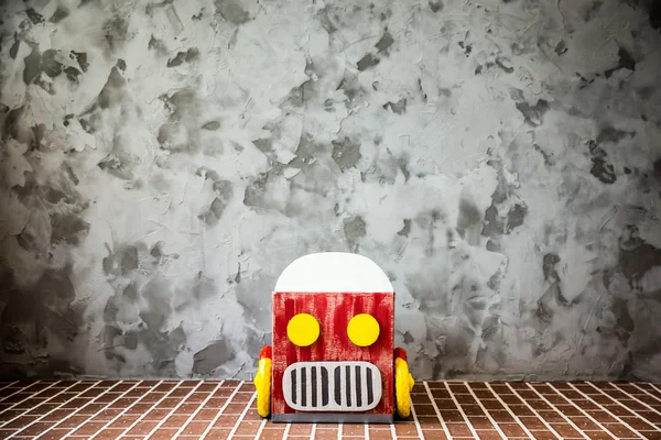 Toy car made of cardboard box — Stock Photo, Image