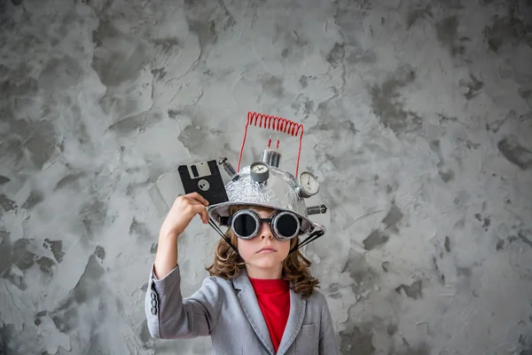 Child with toy virtual reality headset — Stock Photo, Image