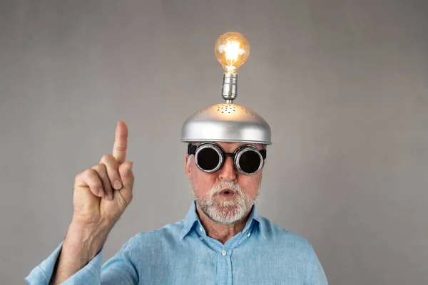 Senior Businessman Have Bright Idea Start Business Idea Concept — Stock Photo, Image