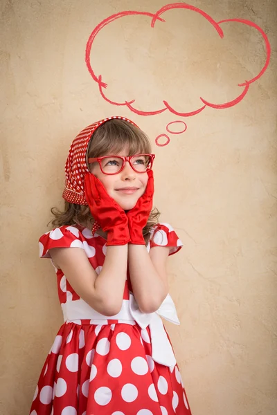 Meisje met tekstballon — Stockfoto