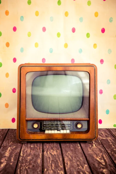 TV retrò con schermo bianco — Foto Stock