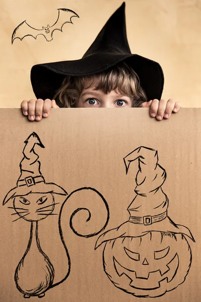 Child dressed witch costume — Stock Photo, Image