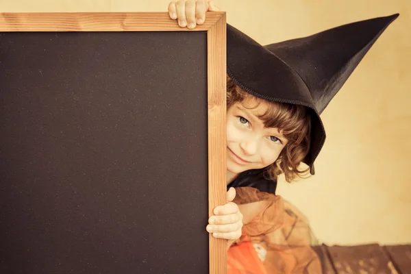 Child dressed witch costume. — Stock Photo, Image