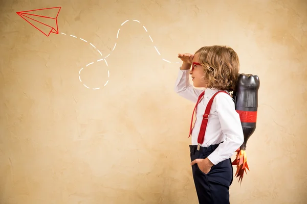 Young businessman with jetpack — Stock Photo, Image