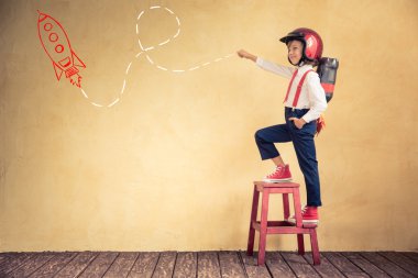 Jetpack ile genç işadamı