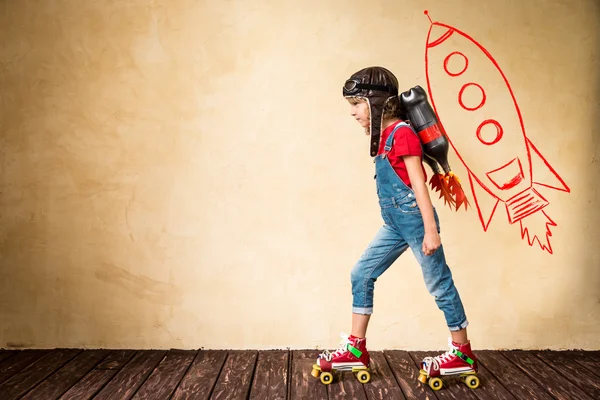 Kid playing with jet pack — Stock Photo, Image