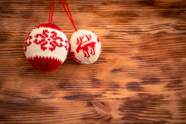 Christmas decorations on wood — Stock Photo, Image