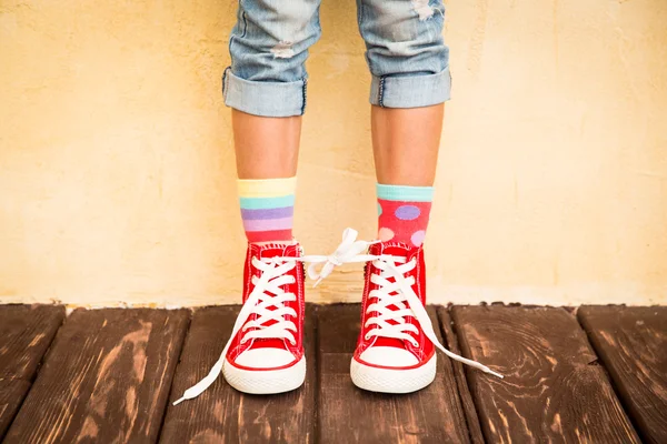Red children sneakers — Stock Photo, Image