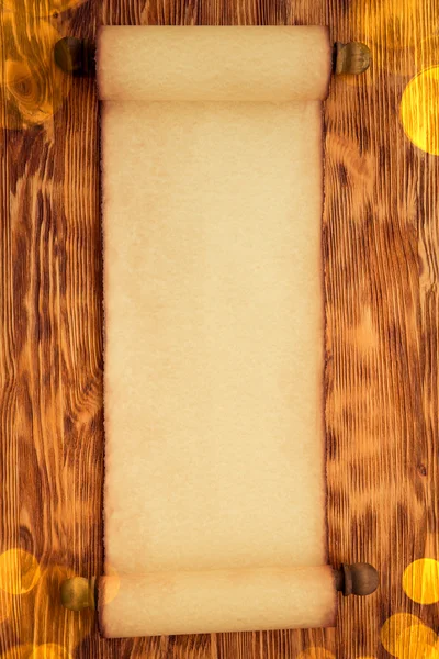 Santa Claus paper scroll on wood — Stock Photo, Image