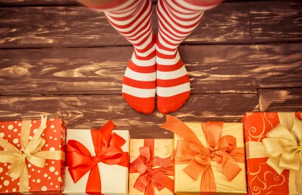 Sexy Santa woman legs — Stock Photo, Image