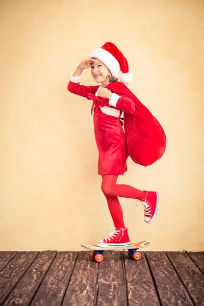 Zabawne dziecko z Santa torba — Zdjęcie stockowe