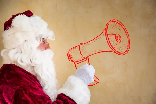 Santa Claus ropade genom ritade MegaFon — Stockfoto