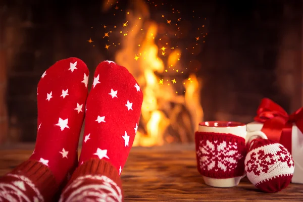 Weihnachten am Kamin — Stockfoto