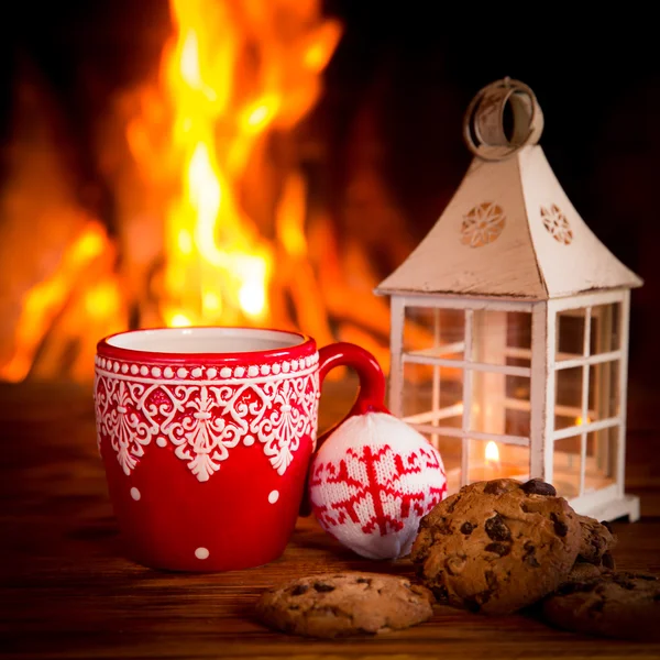 壁炉旁的圣诞节 — 图库照片