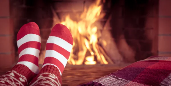 Weihnachten am Kamin — Stockfoto