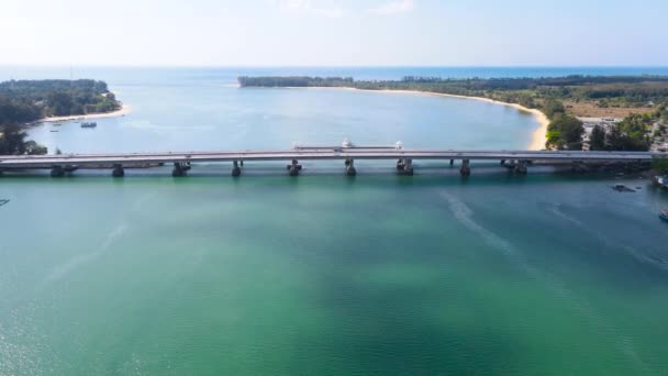 Sarasin Bridge Phuket Thailand Aerial View Top View Sarasin Bridge — Stock Video