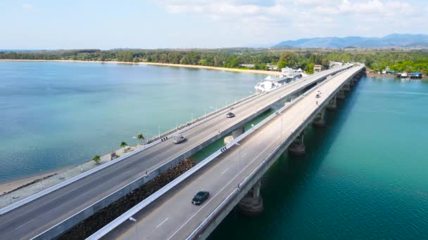 Ponte Sarasin Phuket Tailândia Vista Aérea Vista Superior Transporte Ponte — Vídeo de Stock