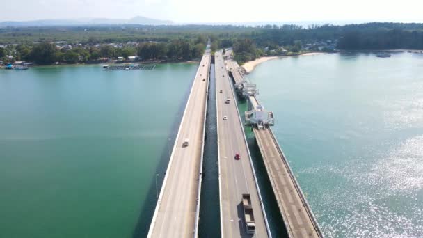 Sarasin Bridge Phuket Thailand Letecký Pohled Top View Sarasin Most — Stock video