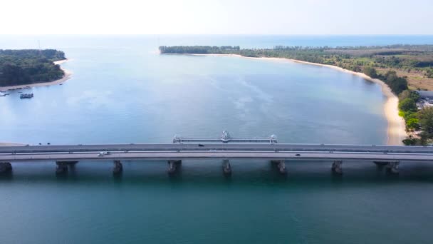 Ponte Sarasin Phuket Tailândia Vista Aérea Vista Superior Transporte Ponte — Vídeo de Stock