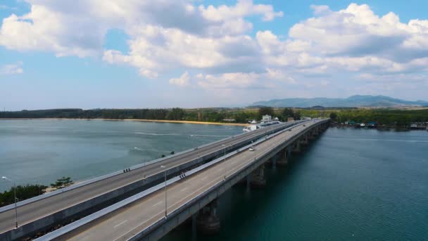 Puente Sarasin Phuket Tailandia Vista Aérea Top View Sarasin Transporte — Vídeos de Stock