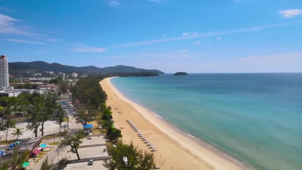 Phuket Thailand Sea Beach Flygfoto Scen Stranden Havet Och Staden — Stockvideo