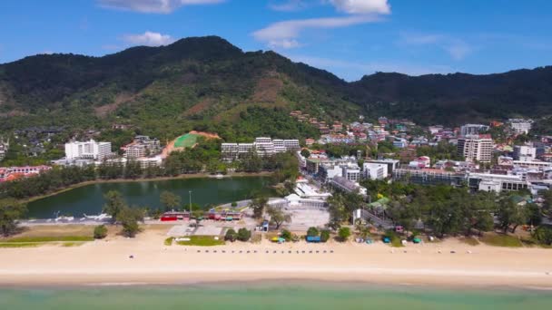 Phuket Thaïlande Mer Plage Vue Aérienne Scène Plage Mer Ville — Video
