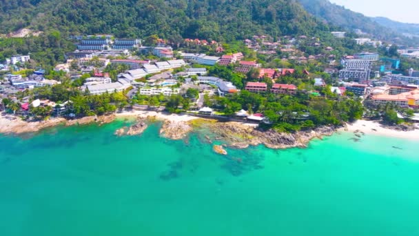 Vista Aérea Ángulo Alto Escena Patong City Paong Beach Phuket — Vídeos de Stock